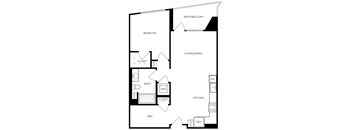 A2 812 Sq.Ft. Floor Plan at Exhibit at J Town, California, 95112