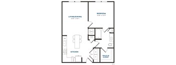 a blueprint of a floor plan with a bedroom and a kitchen