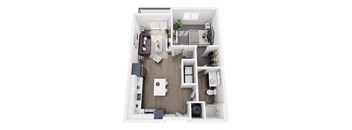 a 2 bedroom floor plan with a bathroom and a kitchen