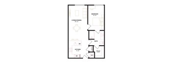 a floor plan of a 1 bedroom floor plan