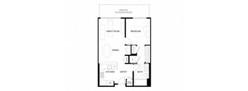A floor plan of a house with a private outdoor space.