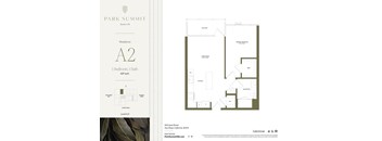 A brochure for Park Summit in San Diego, California shows a floor plan for a residence.