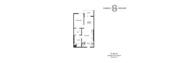 A floor plan for a one bedroom apartment.