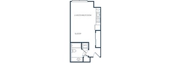 an illustration of a bedroom floor plan with a bed and a closet