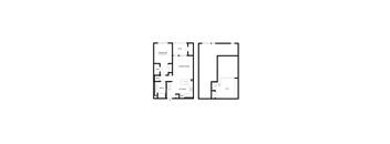 A floor plan of a house with a bedroom, living room, kitchen, bathroom, and loft.