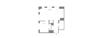A floor plan of a house with a living room, two bedrooms, and a bathroom.