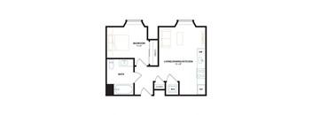 a floor plan of a unit with an open floor plan