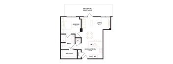 a floor plan of a house with a bedroom and a living room