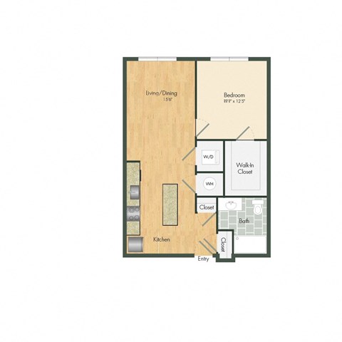 a floor plan of a 1 bedroom apartment