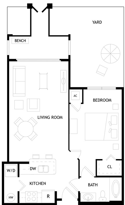A black and white image of the A2P floor plan.
