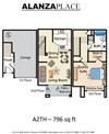 one bedroom one bathroom A Floor plan one bedroom one bathroom A Floor plan at Alanza Place, Phoenix, 85008