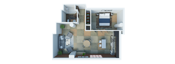 A3 Floor plan of a studio apartment  at South Park Lofts, Los Angeles, California