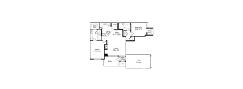 A floor plan of a house with a Master Bedroom, Dining Room, Living Room, and a 1 car Garage.
