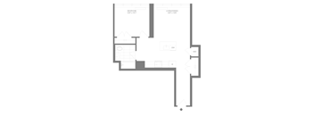 A floor plan of a house with a living room, dining room, and kitchen.