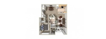 a floor plan with a bedroom and a living room