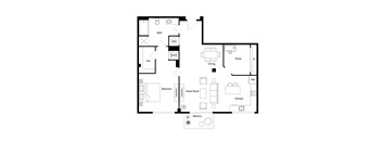 A floor plan of a house with a balcony.