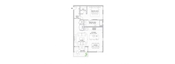A floor plan of a house with a living room, dining room, kitchen, and bathrooms.