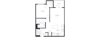 A black and white floor plan of a house with rooms labeled.