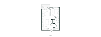 A black and white drawing of a floor plan of a house.