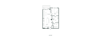 A black and white image of a floor plan for apartment A3-BHC.
