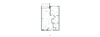 A drawing of a floor plan of an apartment labeled A3-7.