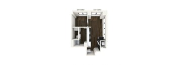 an image of the interior of a small apartment with a closet