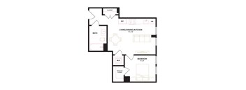 a floor plan of a unit with a bedroom and a living room