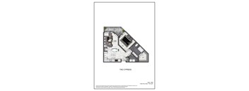 A floor plan of a one bedroom apartment with a total floor area of 720 sq ft.