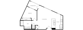 A4 820 Sq.Ft. Floor Plan at Exhibit at J Town, San Jose, CA, 95112