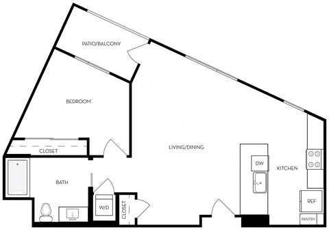 A4 820 Sq.Ft. Floor Plan at Exhibit at J Town, San Jose, CA, 95112