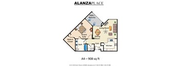 one bedroom one bathroom 908 Sq.Ft. D at Alanza Place, Phoenix