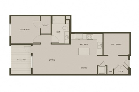 a floor plan of a studio apartment with a bedroom and a living room