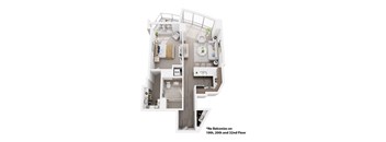 A floor plan of an apartment with a note that there are no balconies on the 10th, 20th and 32nd floors.