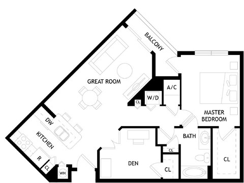 A black and white image of the A4 floor plan.