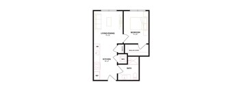 a floor plan of a 1 bedroom floor plan