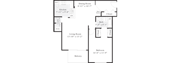 a floor plan of a house with a bedroom and a living room