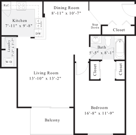 a floor plan of a house with a bedroom and a living room