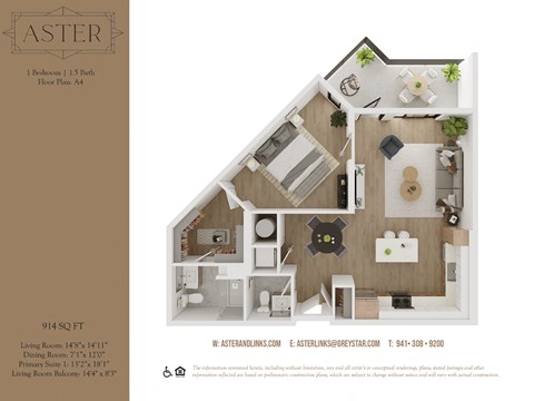 a 1 bedroom floor plan  319 sq ft