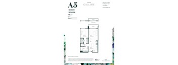A5 Gallery apartment floor plan with 1 bedroom and 1 bathroom.