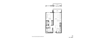 A5 floor plan with measurements of 1x1-740 SF.