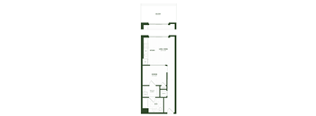 A floor plan of a house with a living room, dining room, kitchen, and bathroom.
