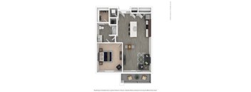  One Bedroom one bathroom floor plan Cat 601 Pax, Phoenix, Arizona