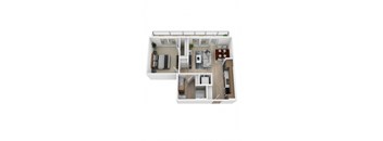 a 3d floor plan of a house with a bedroom and living room