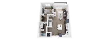 a 3d floor plan of a bedroom with a bathroom