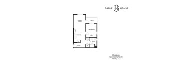 A floor plan for a one bedroom apartment with a bathroom.