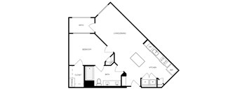 A black and white image of a house floor plan.