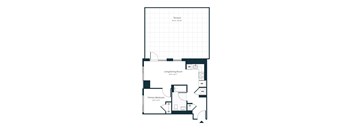 A floor plan of a house with a living room, dining room, and two bedrooms.