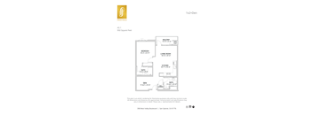 A floor plan for a 1x2+Den apartment sits at 950 square feet.