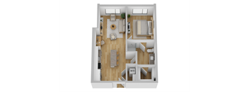 a floor plan of a home with a bedroom and a living room