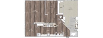 a floor plan of a living room with a hardwood floor